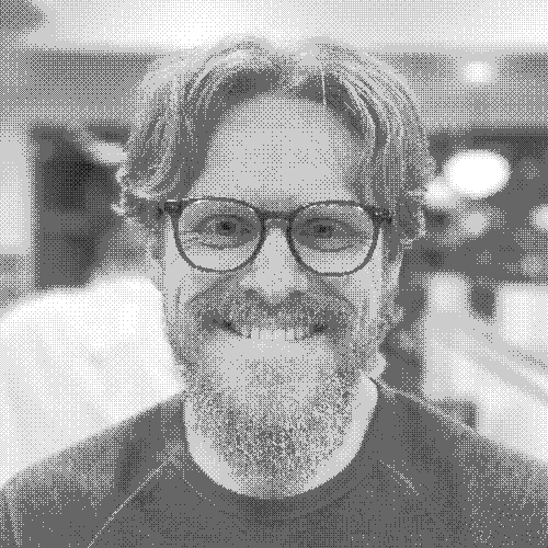 Grayscale and dithered picture of Andrew